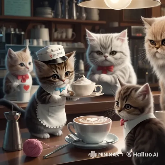 Cozy Café Run by Kittens with Heartwarming Charm – AI Generated Video | Hailuo AI