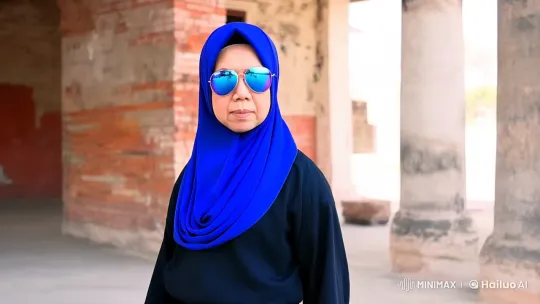 Woman in Hijab Performs Martial Arts in Courtyard – AI Generated Video | Hailuo AI