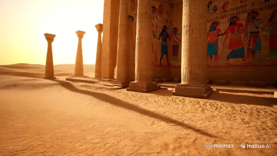 Ancient Egyptian Temple Showcases Mythological Fusion – AI Generated Video | Hailuo AI