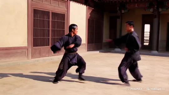 Intense Kung Fu Duel Captured with Dynamic Cinematography – AI Generated Video | Hailuo AI