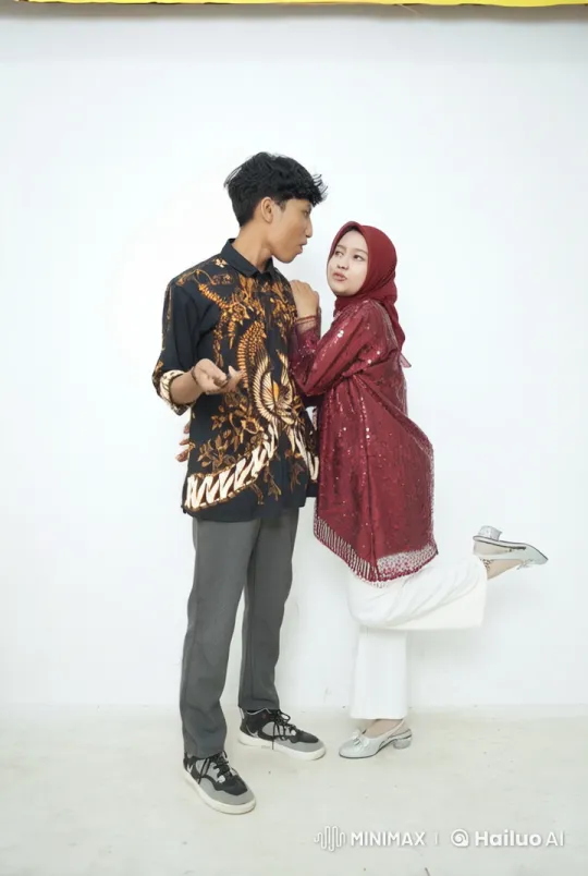 Young Couple's Playful Pose in Live2D Animation – AI Generated Video | Hailuo AI