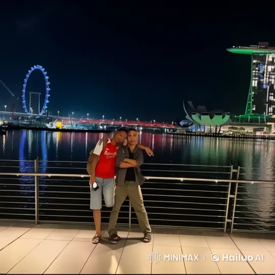 Nighttime Kickboxing Duo by Waterfront Cityscape – AI Generated Video | Hailuo AI