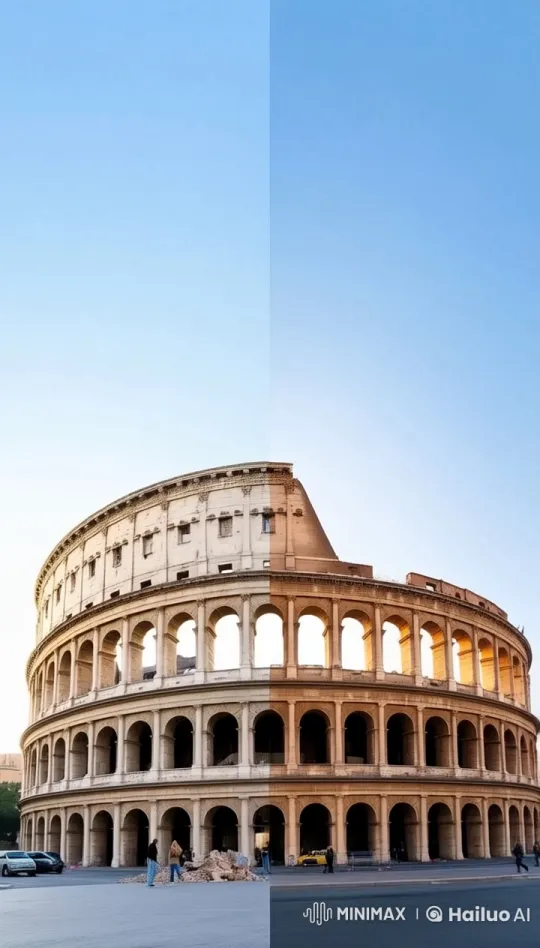 Day to Dusk at the Roman Colosseum: Live2D Exploration – AI Generated Video | Hailuo AI