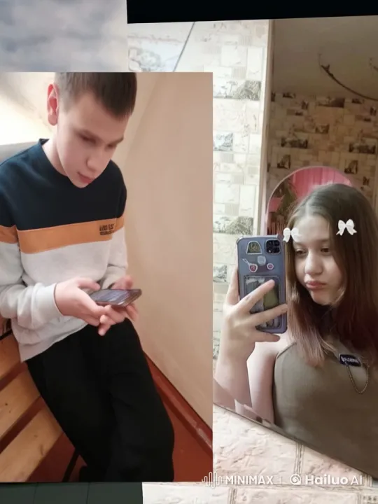 Two Individuals Interacting with Smartphones in Separate Scenes – AI Generated Video | Hailuo AI