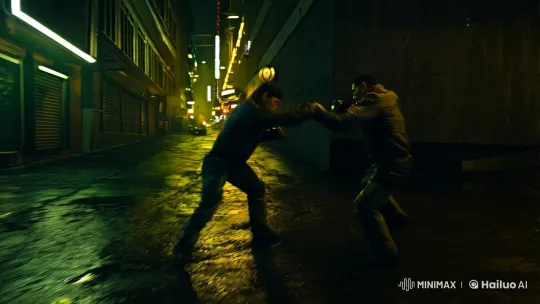 Dynamic Alley Fight: High Aesthetic Urban Confrontation – AI Generated Video | Hailuo AI