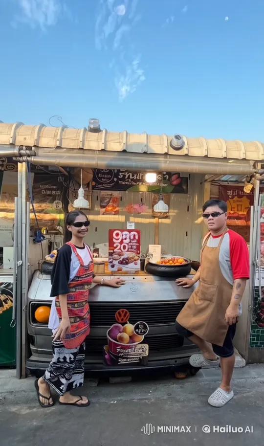 Vendors Perform Kung Fu at Food Stall in Live2D Market Scene – AI Generated Video | Hailuo AI