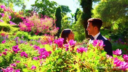 Couple Kisses in Sunlit Garden Setting – AI Generated Video | Hailuo AI
