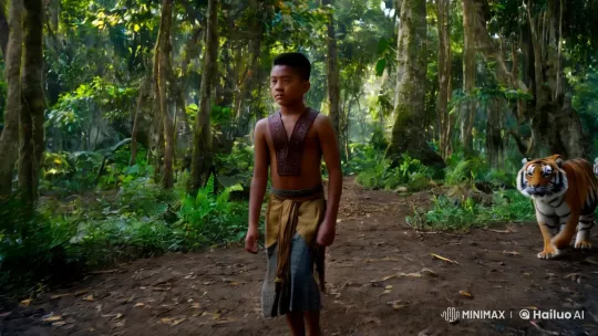 Aesthetic Cinematic Scene: Boy Walks Through Forest with Tigers – AI Generated Video | Hailuo AI