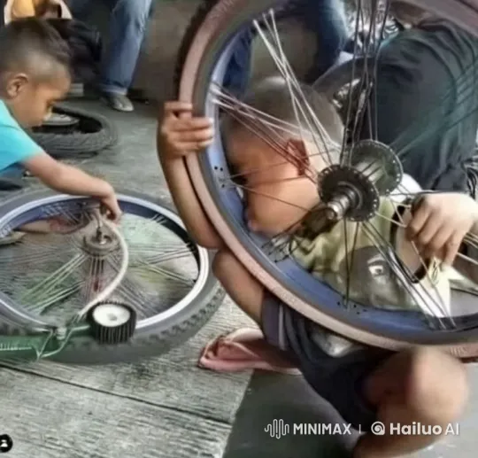 Young Boys Practicing Kungfu with Bicycle Wheels – AI Generated Video | Hailuo AI