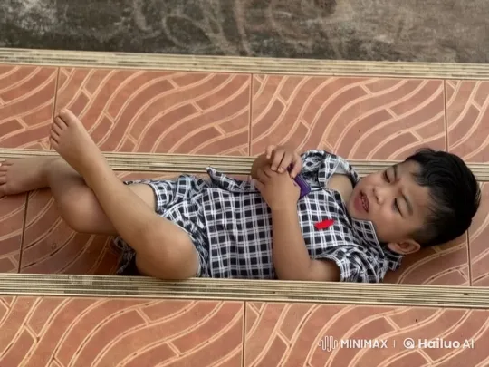 Child Relaxing on Patterned Surface in Live2D Animation – AI Generated Video | Hailuo AI
