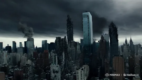 Ruined New York Skyline in Apocalyptic Panorama – AI Generated Video | Hailuo AI