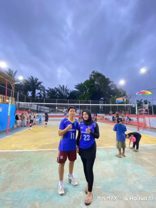 Blue Sports Jersey Characters Perform Kungfu on Volleyball Court – AI Generated Video | Hailuo AI