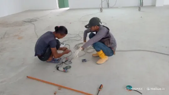 Construction Workers Practicing Kung Fu in Unfinished Room – AI Generated Video | Hailuo AI