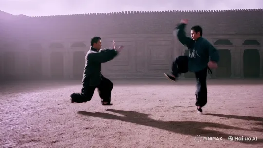 Ancient Stone Walls: Kungfu Masters in Fluid Combat – AI Generated Video | Hailuo AI