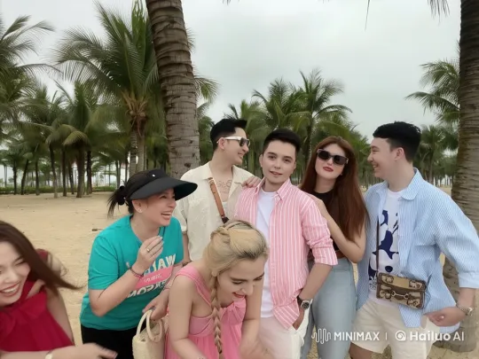 Friends Enjoying a Casual Day at the Beach – AI Generated Video | Hailuo AI