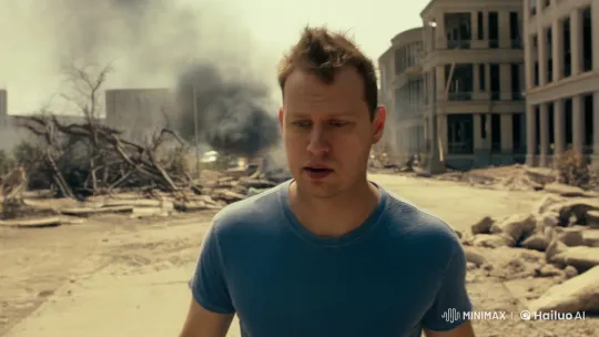 Man Navigates Desolate Ruins in Post-Apocalyptic City – AI Generated Video | Hailuo AI