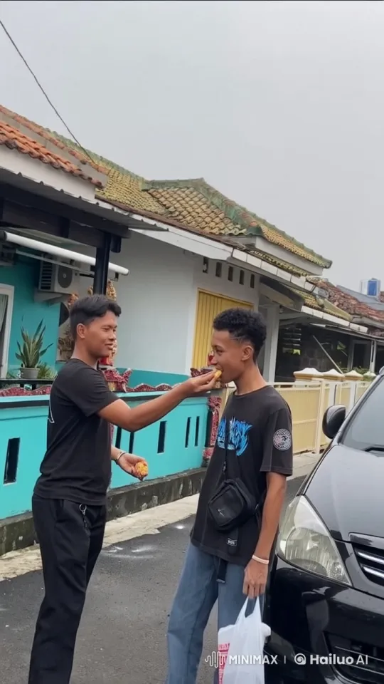 Intimate Moment on a Colorful Residential Street – AI Generated Video | Hailuo AI