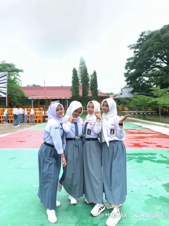 Four Girls Chat Cheerfully in School Setting – AI Generated Video | Hailuo AI