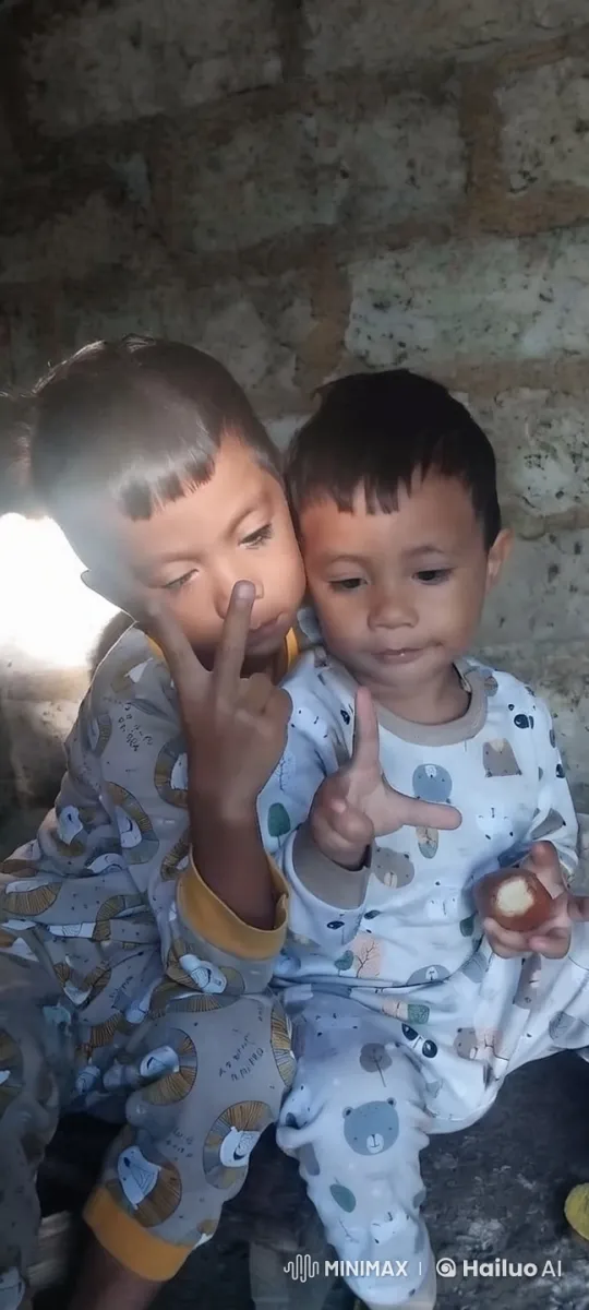 Children Sharing Joy on Rustic Bench – AI Generated Video | Hailuo AI