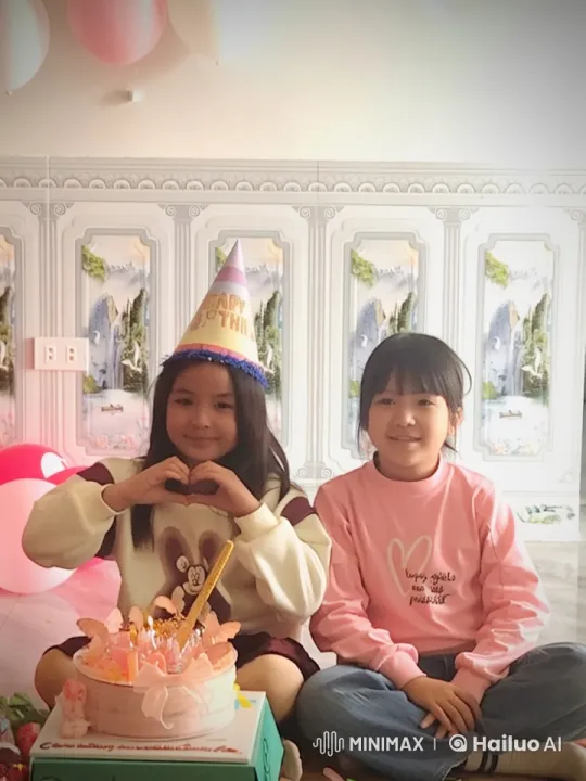 Joyful Birthday Celebration with Children in Live2D – AI Generated Video | Hailuo AI