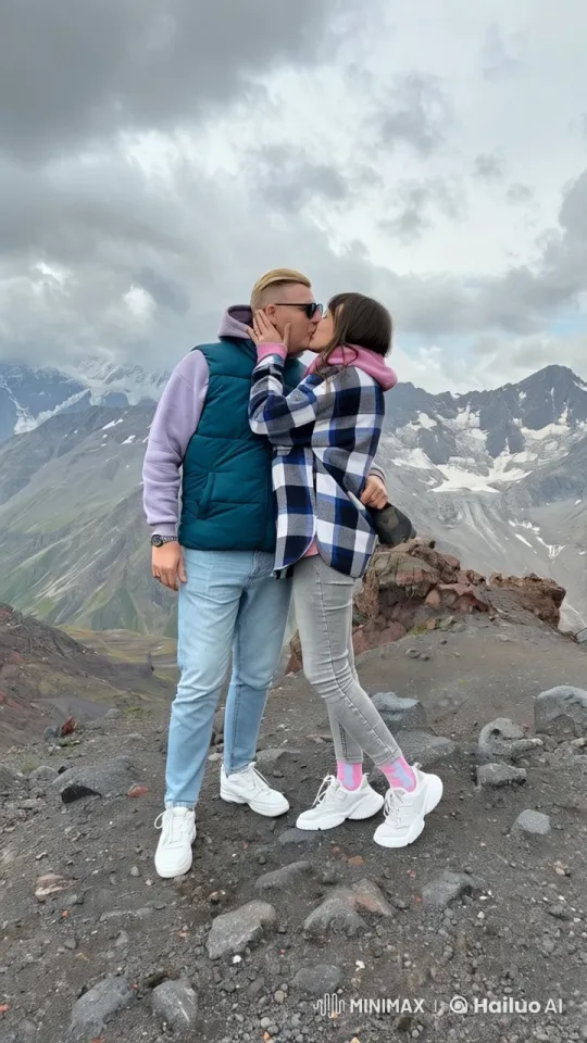 Couple Sharing a Moment in Majestic Mountain Setting – AI Generated Video | Hailuo AI