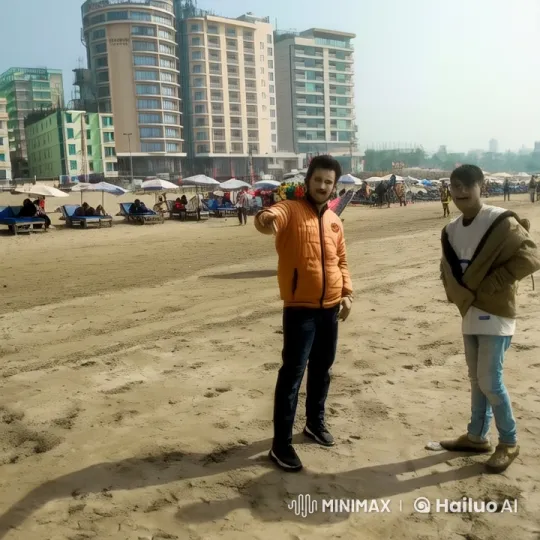 Live2D Animated Kung Fu Fight on Beach with City Background – AI Generated Video | Hailuo AI