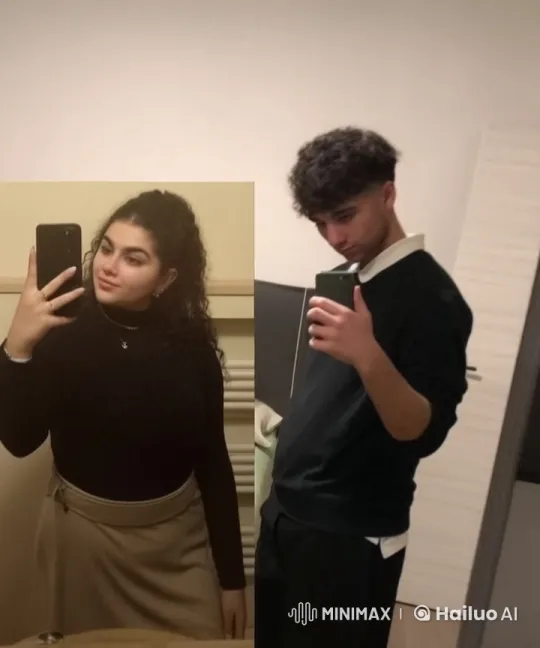 Young Couple Shares Sweet Kiss in Mirror Selfie – AI Generated Video | Hailuo AI