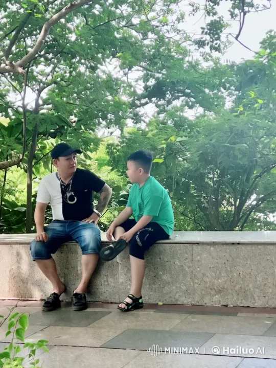 Father and Son Practice Kung Fu in Park Setting – AI Generated Video | Hailuo AI