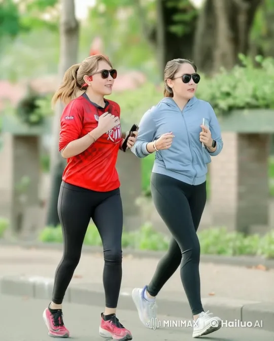 Women Practicing Martial Arts While Jogging in Park – AI Generated Video | Hailuo AI