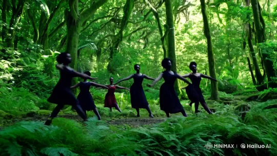 Black Women Dance in Lush Forest, Menaced by White Man – AI Generated Video | Hailuo AI