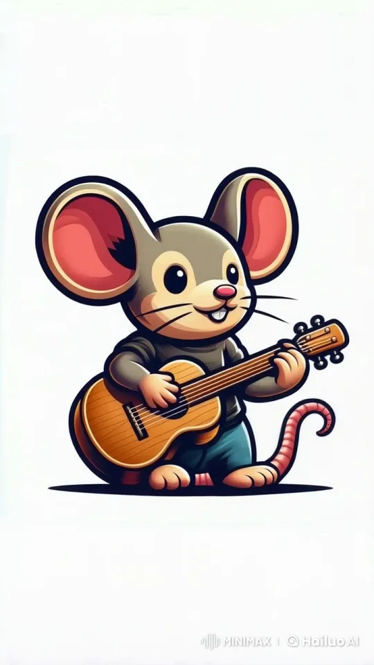Cute Cartoon Mouse Plays Guitar in Live2D Animation – AI Generated Video | Hailuo AI
