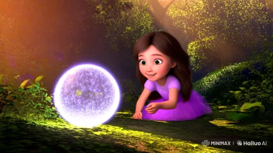 Mia Discovers Enchanted Glowing Ball in Forest – AI Generated Video | Hailuo AI