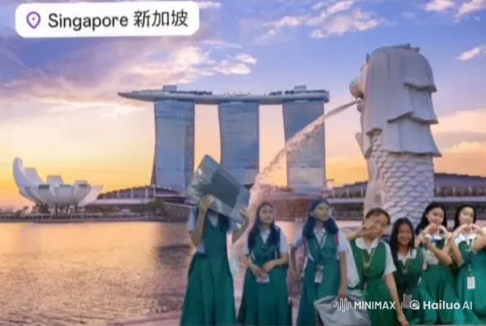 Schoolchildren's Playful Kung Fu in Front of Singapore Landmarks – AI Generated Video | Hailuo AI