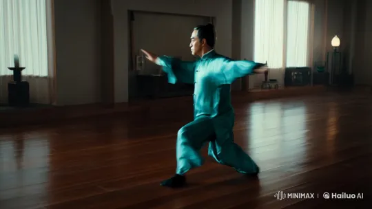 Kungfu Master's Graceful Mastery in a Serene Dojo – AI Generated Video | Hailuo AI