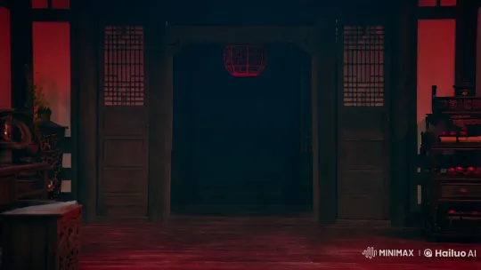 Chinese Woman Transformed into a Demon by Red Smoke in Traditional Room – AI Generated Video | Hailuo AI