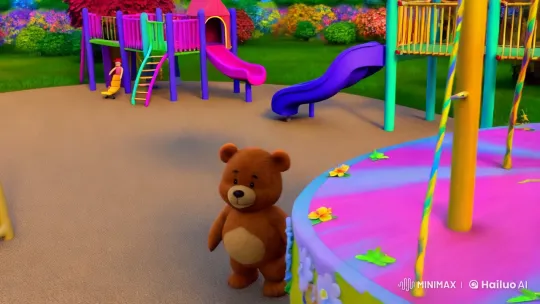 Vibrant Playground Captures Childhood Joy and Warm Family Moments – AI Generated Video | Hailuo AI