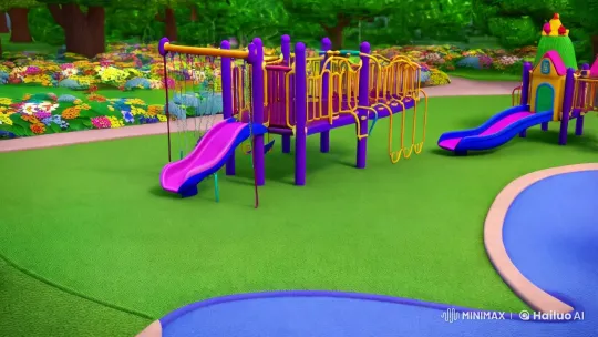 Vibrant Playground: Teddy, Baby, and Family's Joyful Interactions – AI Generated Video | Hailuo AI