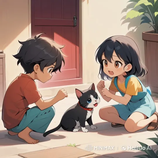 Siblings Mia and Leo's Unexpected Adventure with a Mysterious Kitten – AI Generated Video | Hailuo AI