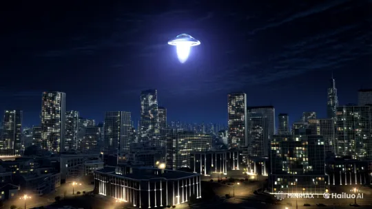 Mysterious UFO Abducts People Amid City Lights – AI Generated Video | Hailuo AI