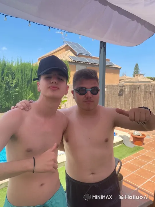 Two Shirtless Young Men Kiss by the Pool – AI Generated Video | Hailuo AI