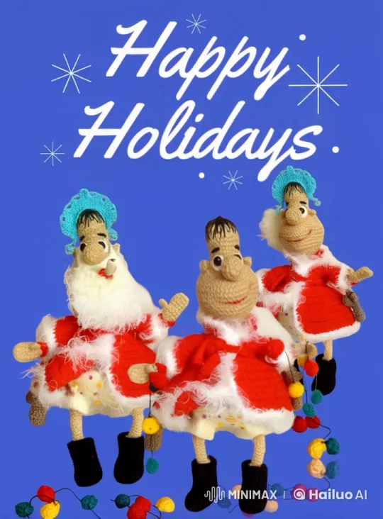 Festive Crocheted Characters Dance to Holiday Song – AI Generated Video | Hailuo AI