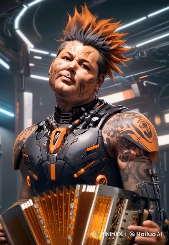 Futuristic Man Immersed in Serene Bandoneon Music – AI Generated Video | Hailuo AI