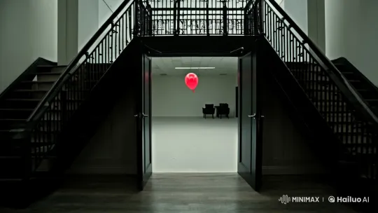 Empty Salon with Floating Clown Balloon – AI Generated Video | Hailuo AI