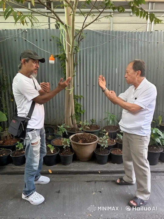 Martial Arts Exchange in Potted Plant Nursery Setting – AI Generated Video | Hailuo AI