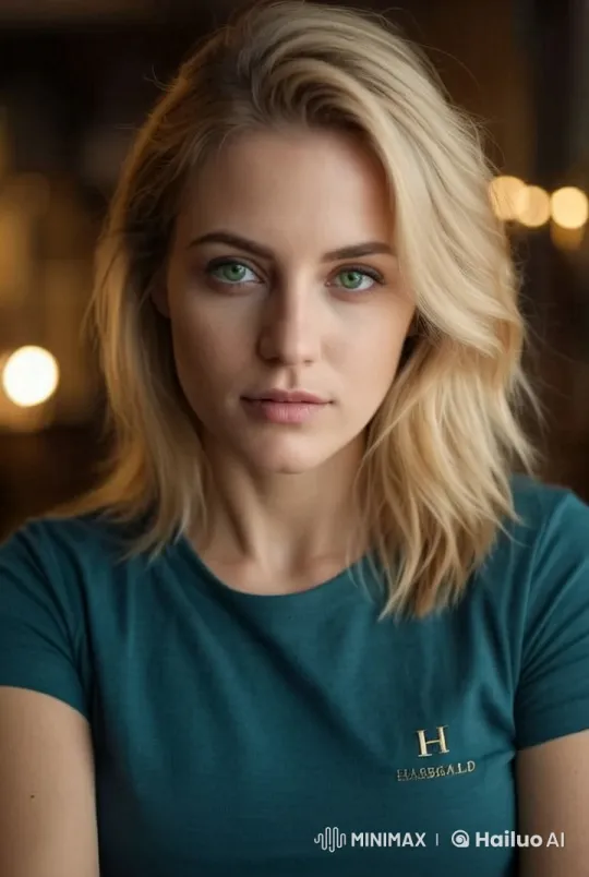 Young Woman in Cozy Indoor Setting with 'HASSBAALD' Shirt – AI Generated Video | Hailuo AI