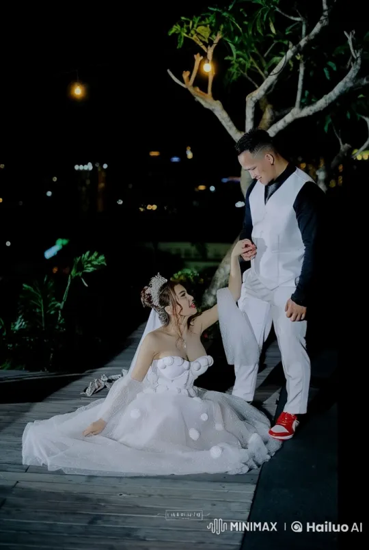 Nighttime Martial Arts Proposal: Bride & Groom in Live2D Animation – AI Generated Video | Hailuo AI
