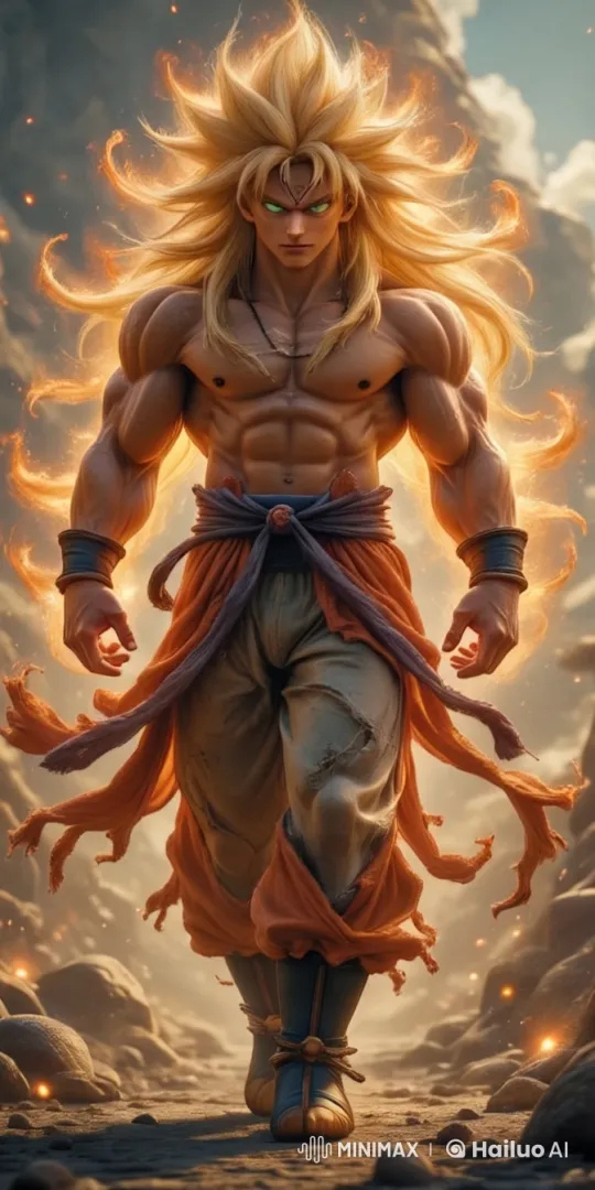 Goku in Ultimate Form Walks with Power – AI Generated Video | Hailuo AI