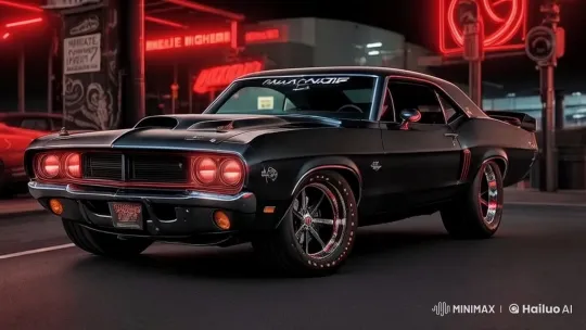 Muscle Car Burns Rubber at Red-Light Departure – AI Generated Video | Hailuo AI