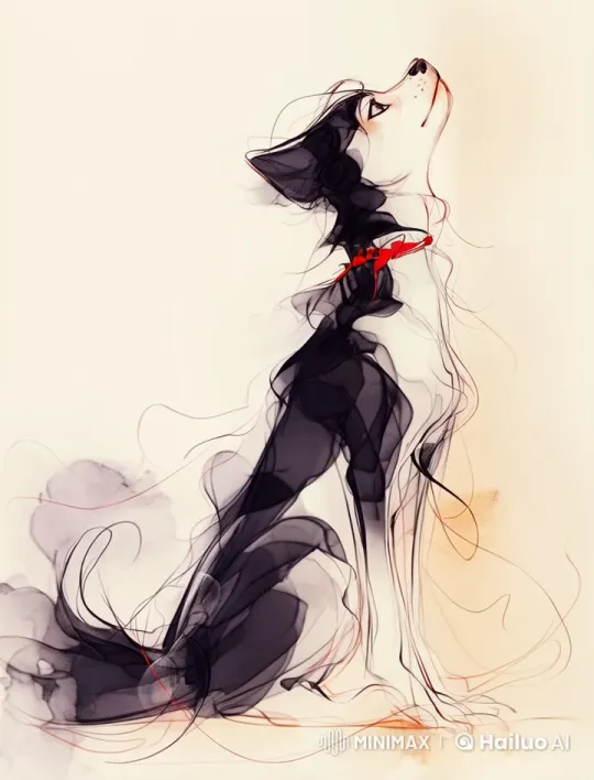 Live2D Animation of Graceful Black and White Dog – AI Generated Video | Hailuo AI