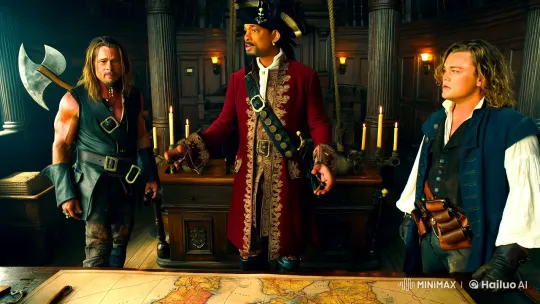 Pirates Confront Crisis Amidst Dramatic Lighting – AI Generated Video | Hailuo AI